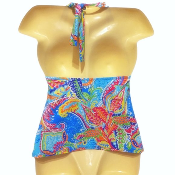 CHAPS Tankini Top Size 6 Vibrant Halter Swim - Picture 5 of 8